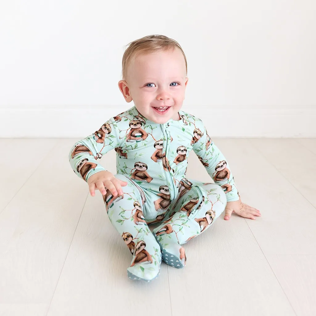 Posh Peanut Normandie-Footie Zippered One Piece  Sage