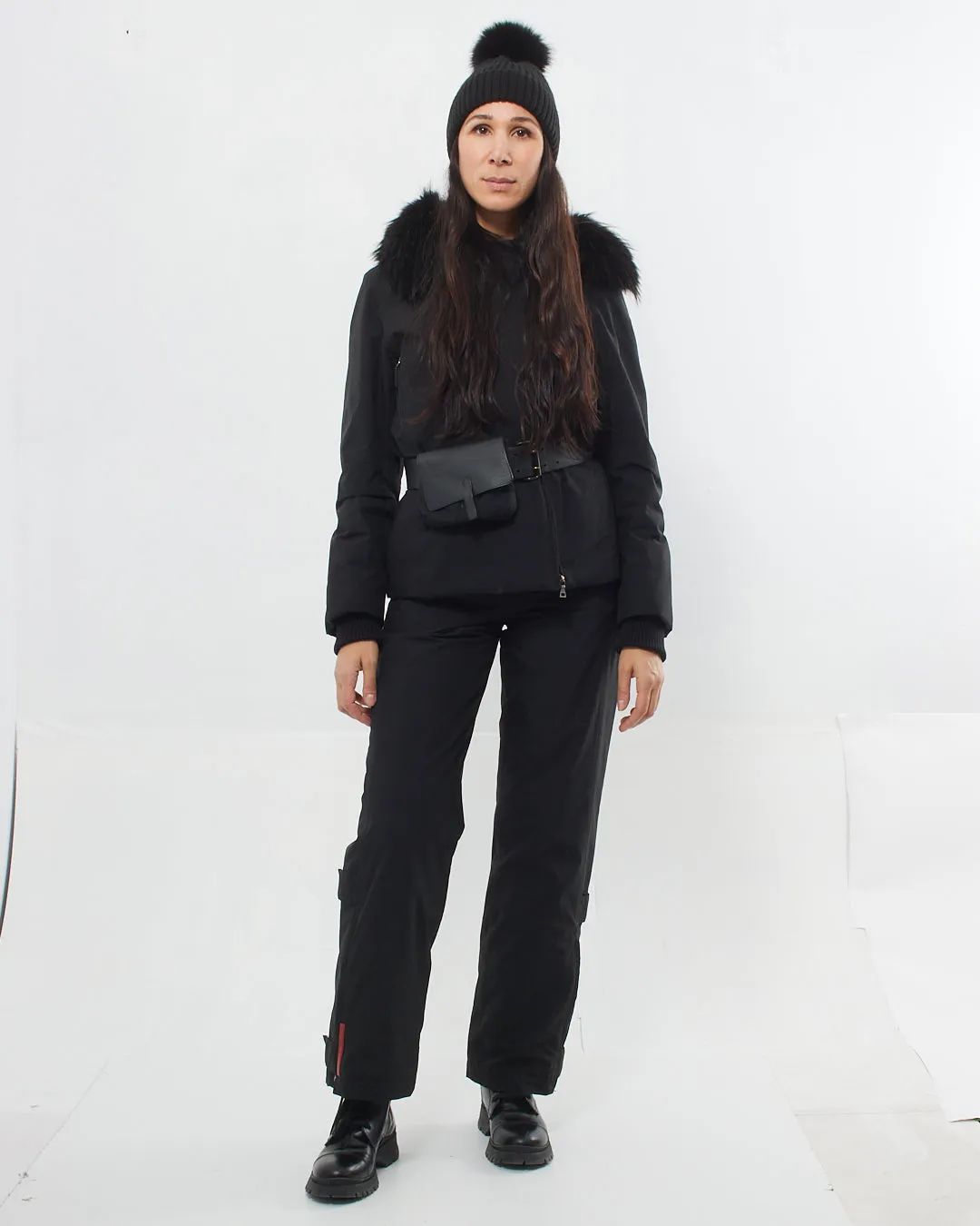 Prada Extreme-Tex Stretch Gortex Belted Ski Jacket with Fur Trim and Ski Pants - 42