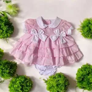 Premature Baby Girls Pinstripe Dress Set