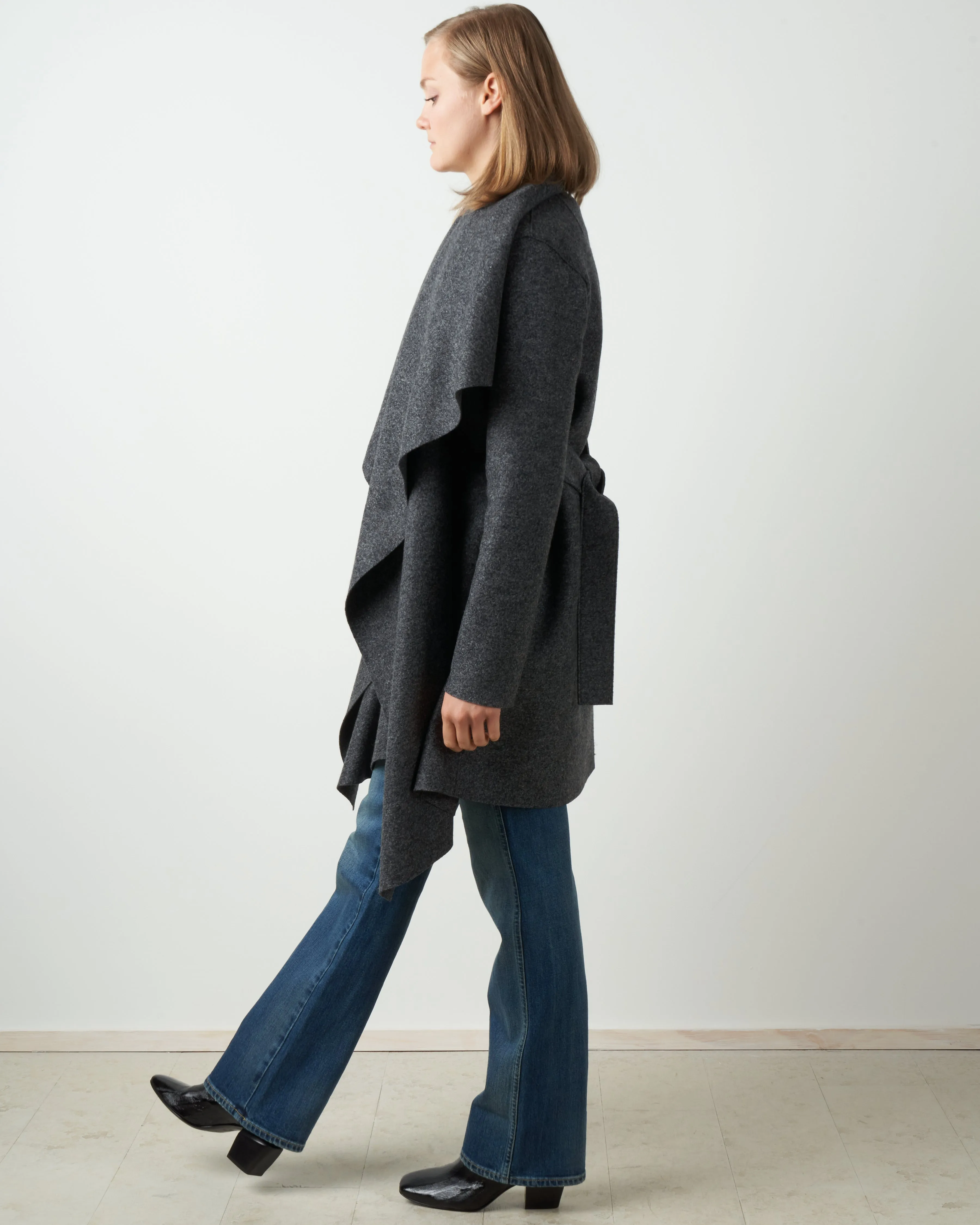 pressed wool blanket coat - anthracite mouliné