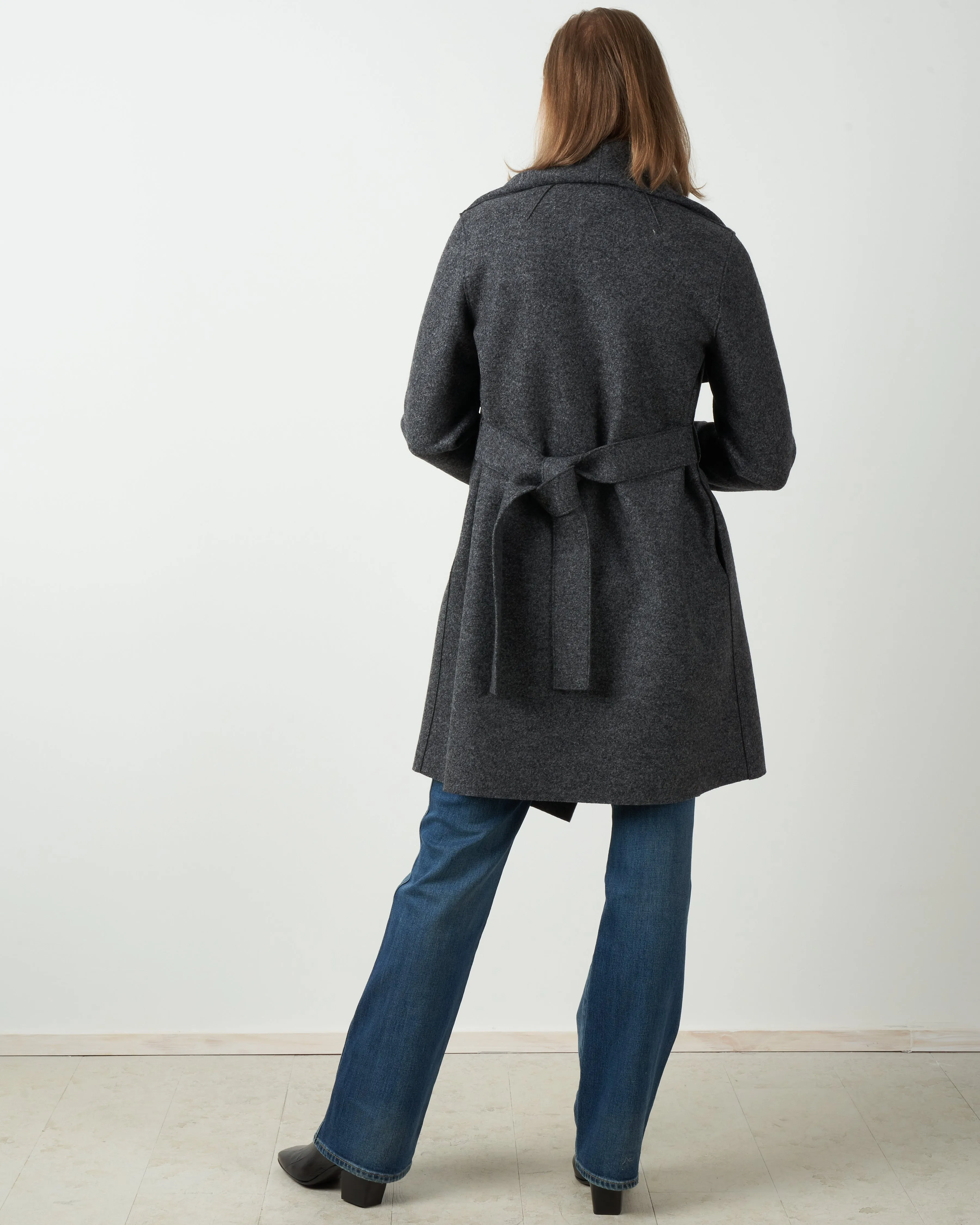 pressed wool blanket coat - anthracite mouliné
