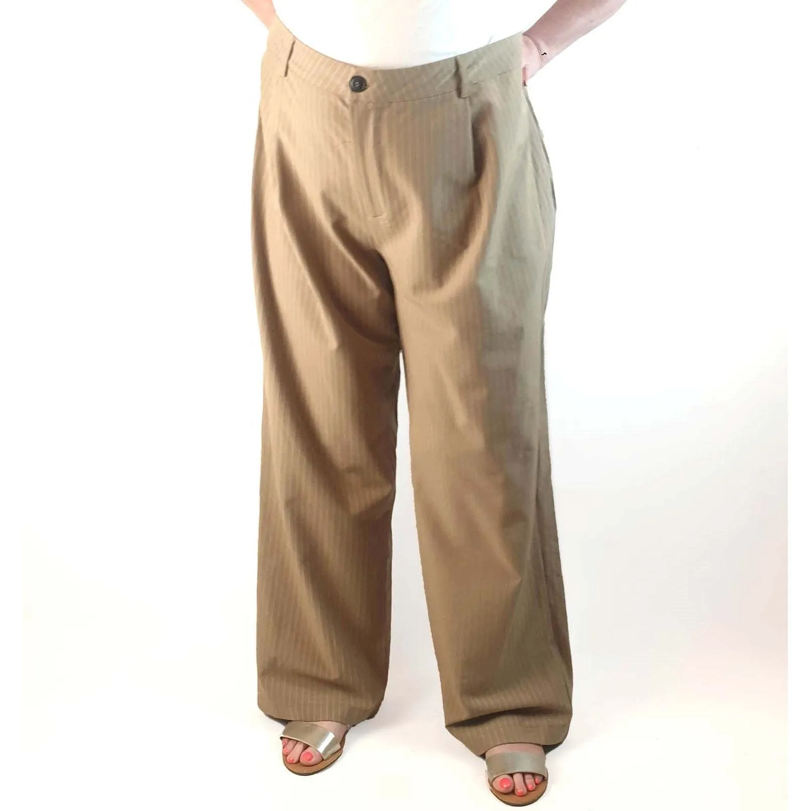 Princess Polly tan pinstripe pants size 24