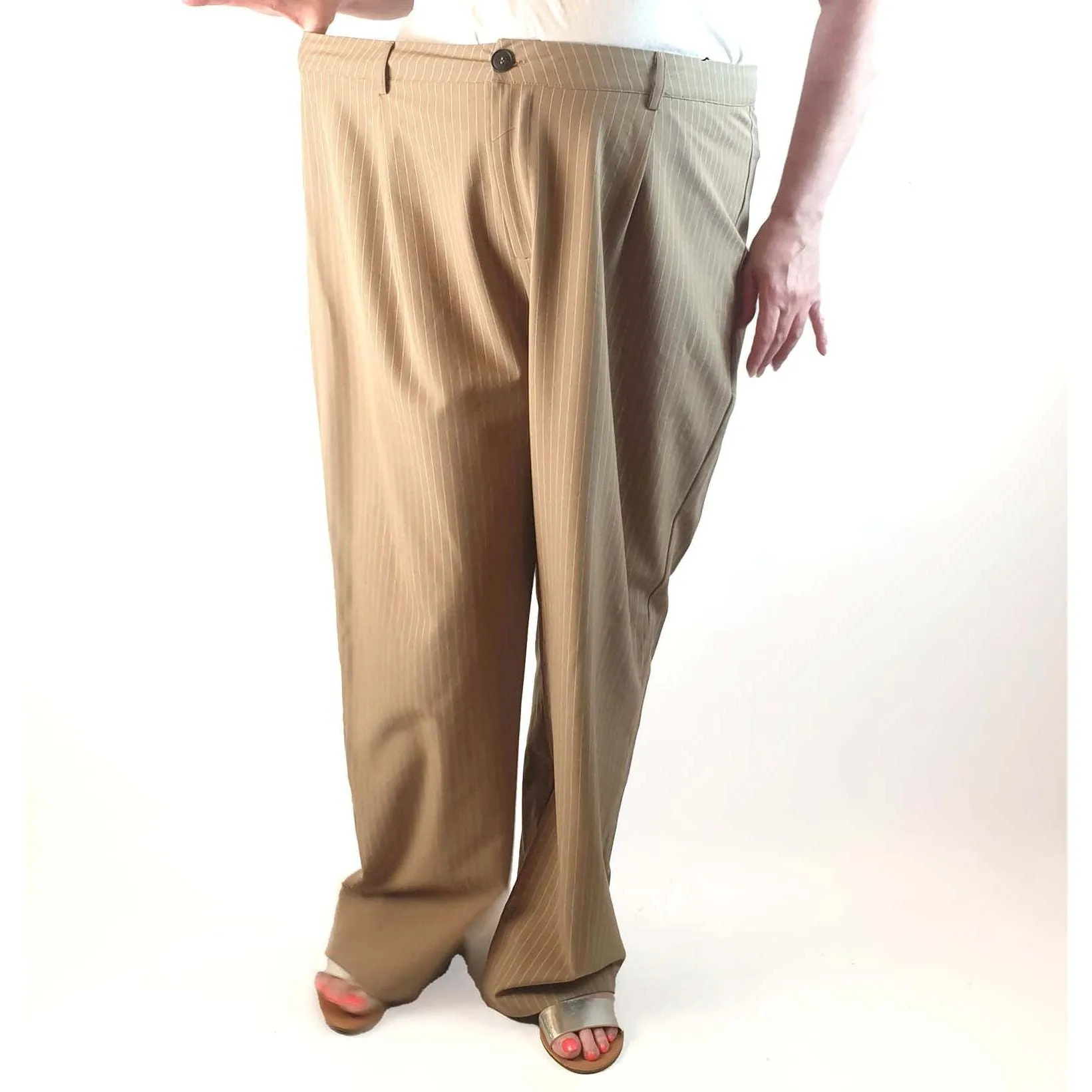 Princess Polly tan pinstripe pants size 24