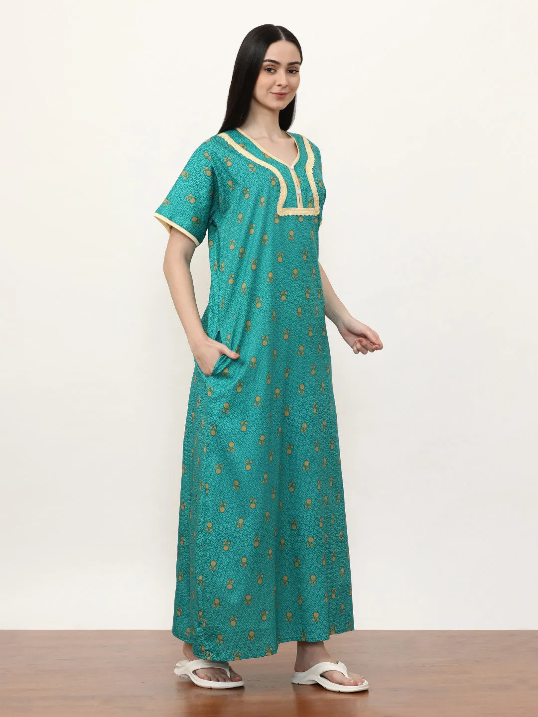 Printed Pure Cotton Maxi Nightdress