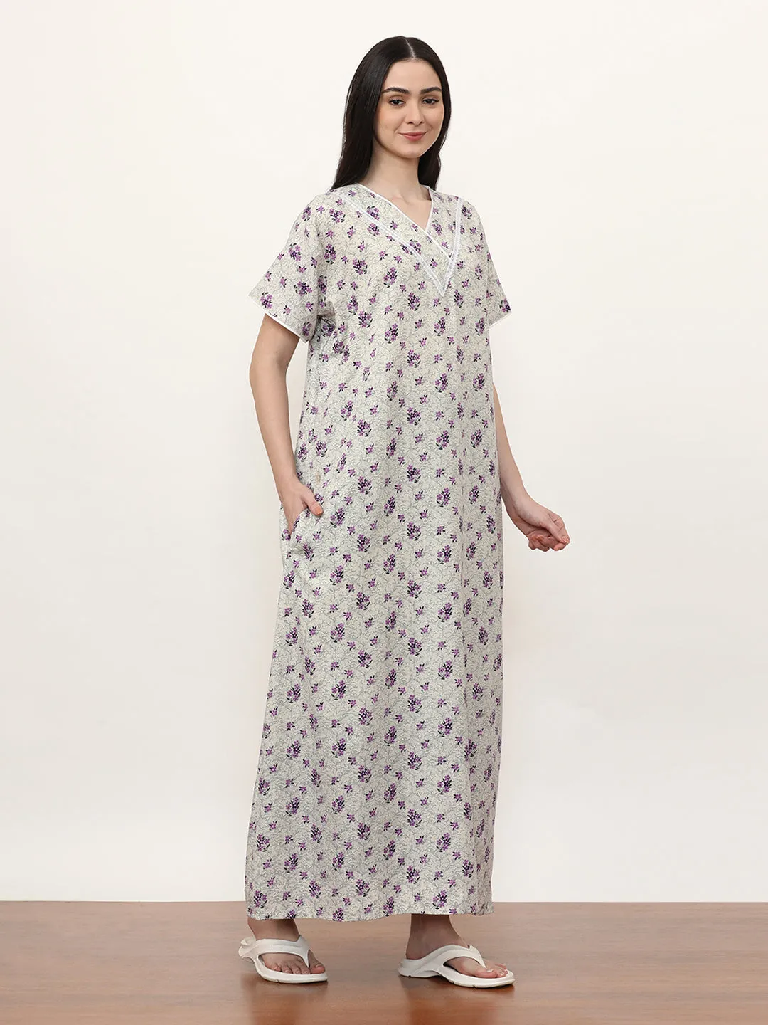Printed Pure Cotton Maxi Nightdress