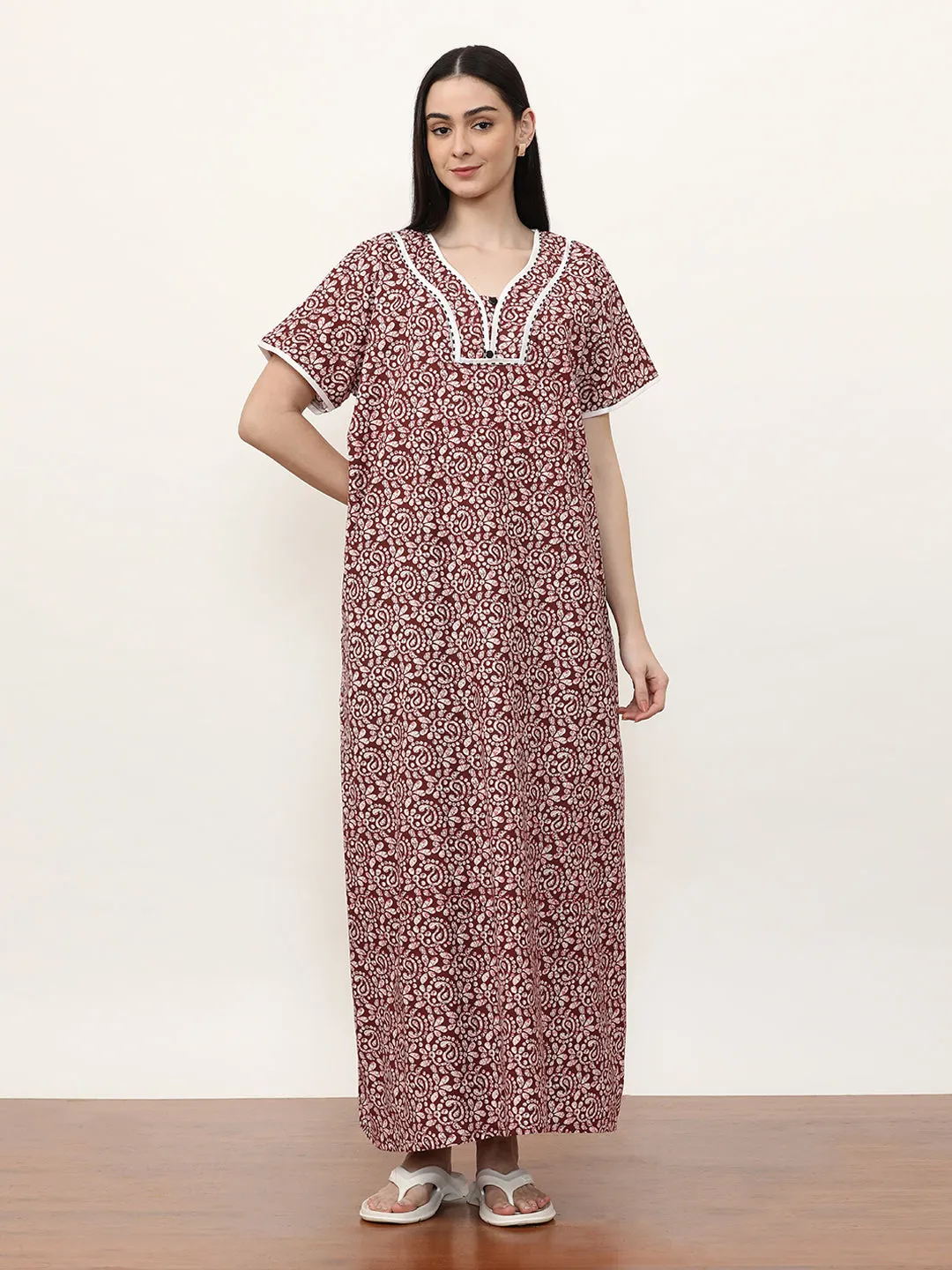 Printed Pure Cotton Maxi Nightdress