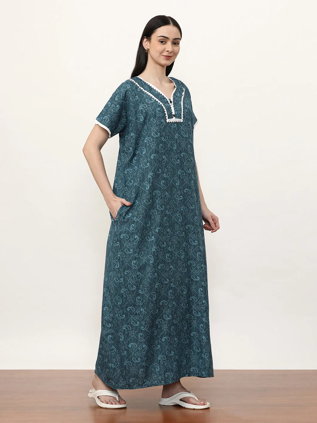 Printed Pure Cotton Maxi Nightdress