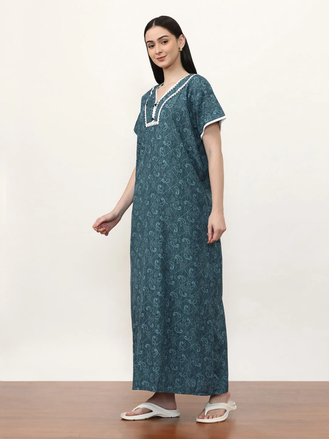 Printed Pure Cotton Maxi Nightdress