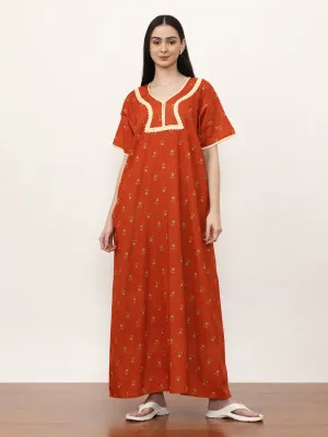 Printed Pure Cotton Maxi Nightdress