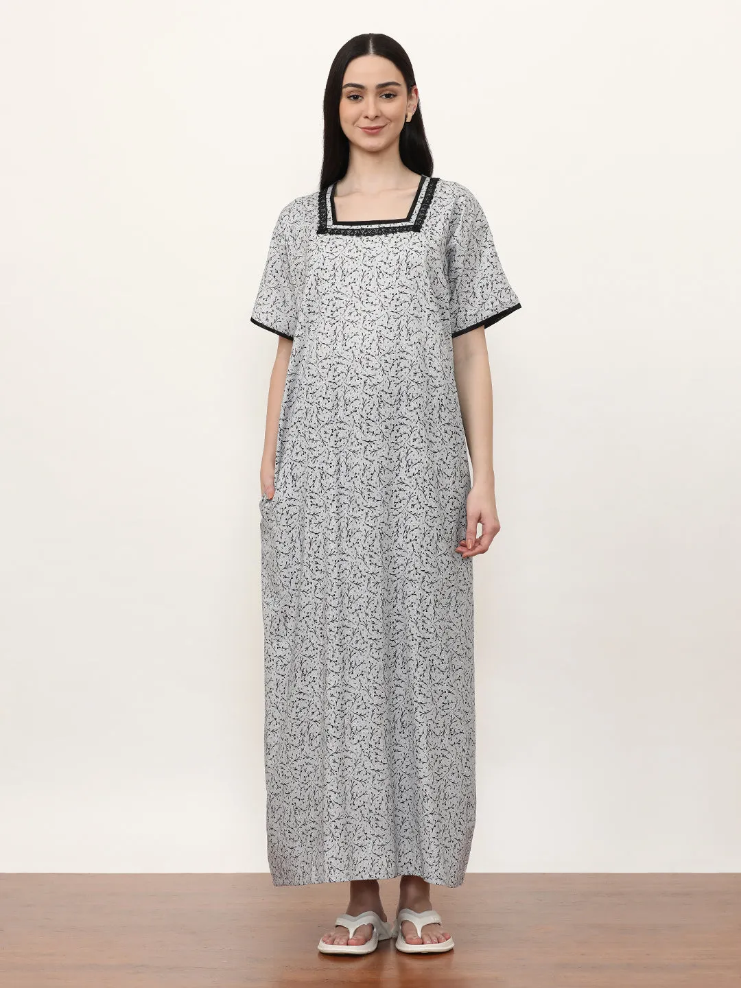 Printed Pure Cotton Maxi Nightdress