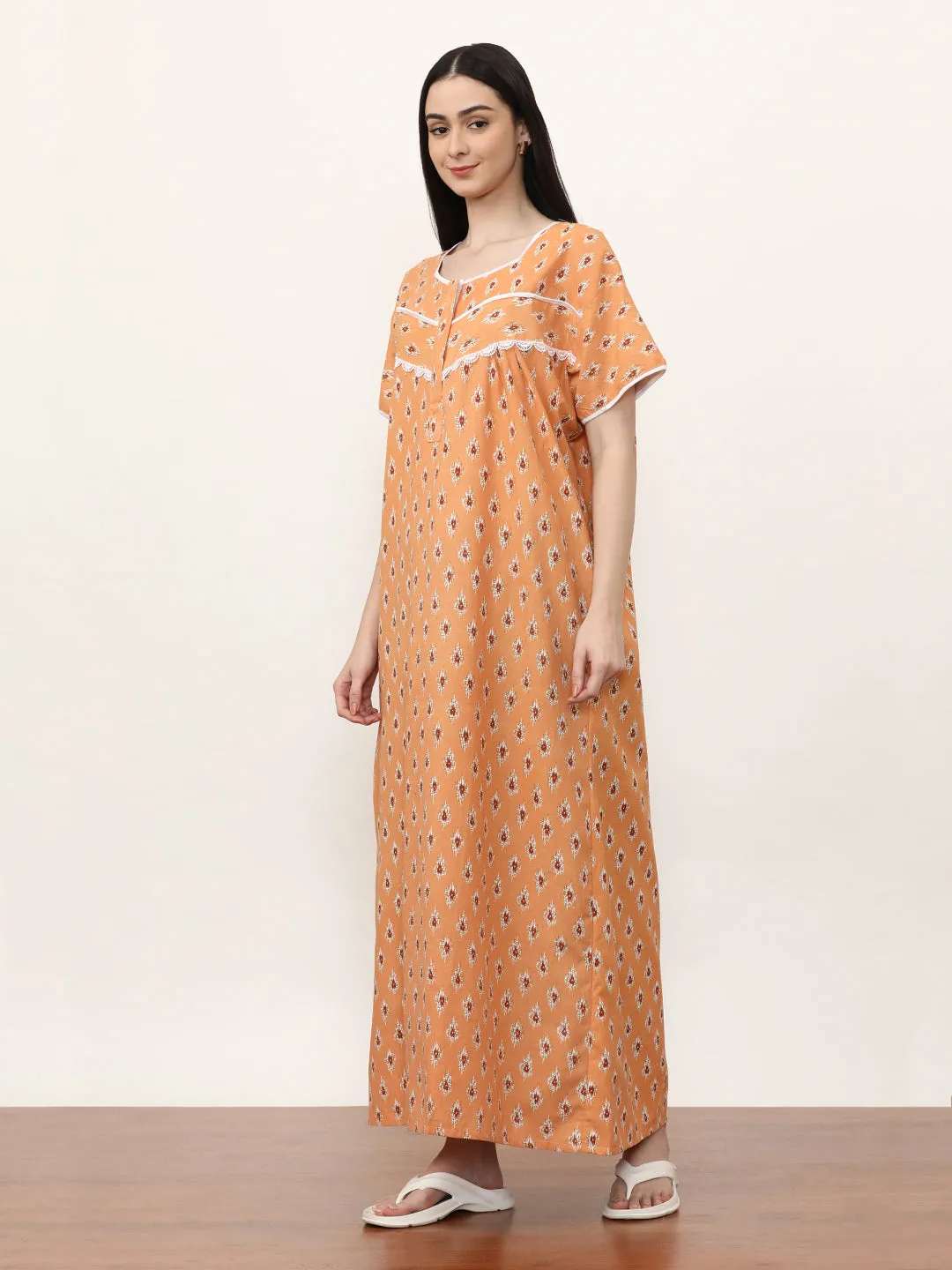 Printed Pure Cotton Maxi Nightdress