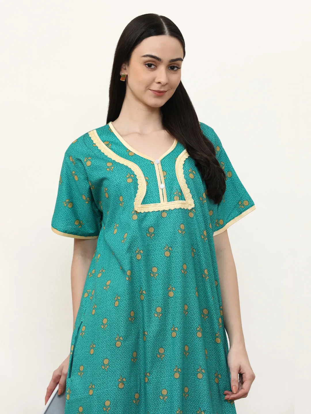 Printed Pure Cotton Maxi Nightdress