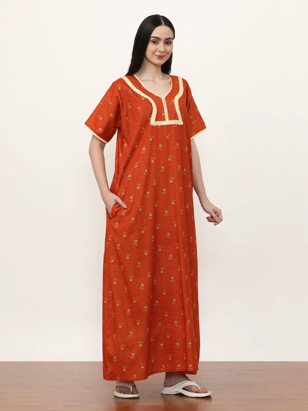 Printed Pure Cotton Maxi Nightdress