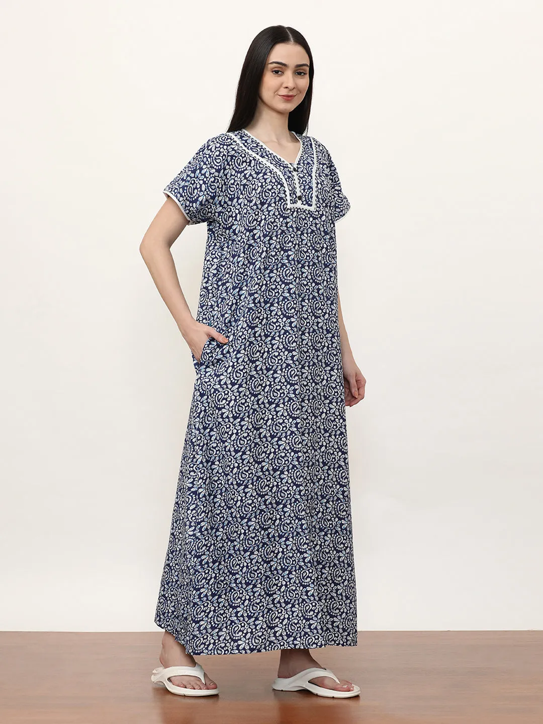 Printed Pure Cotton Maxi Nightdress