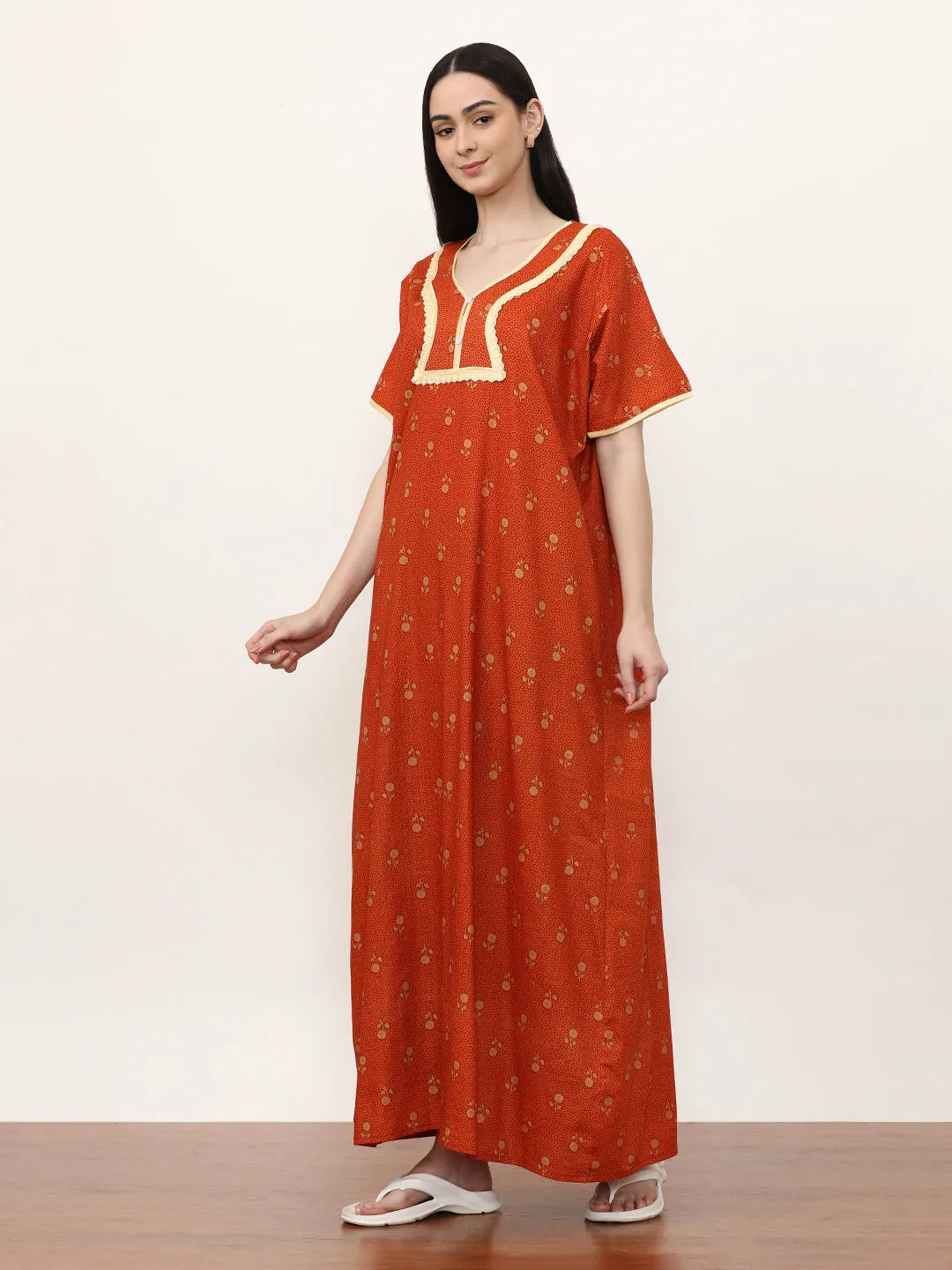 Printed Pure Cotton Maxi Nightdress