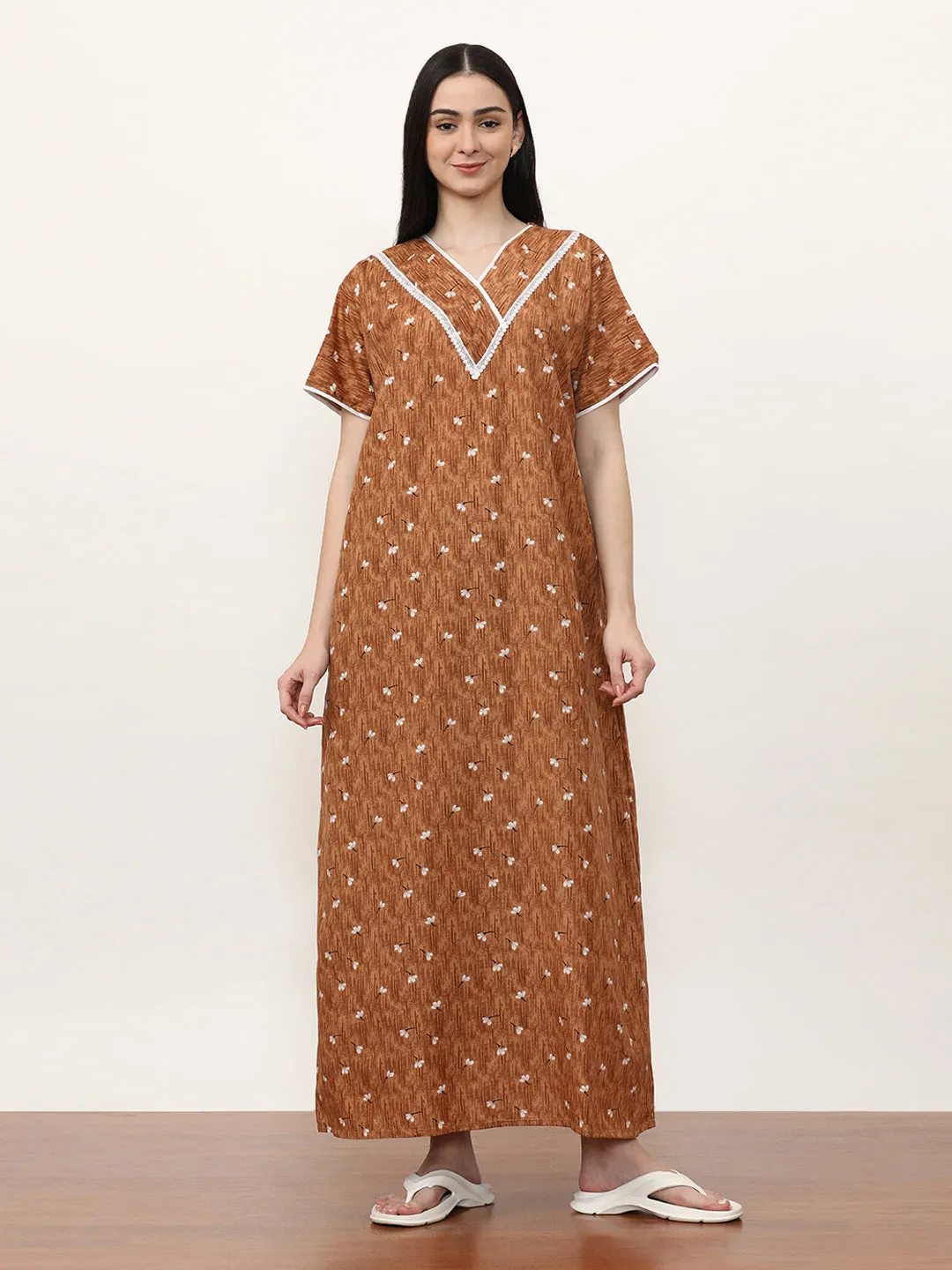 Printed Pure Cotton Maxi Nightdress