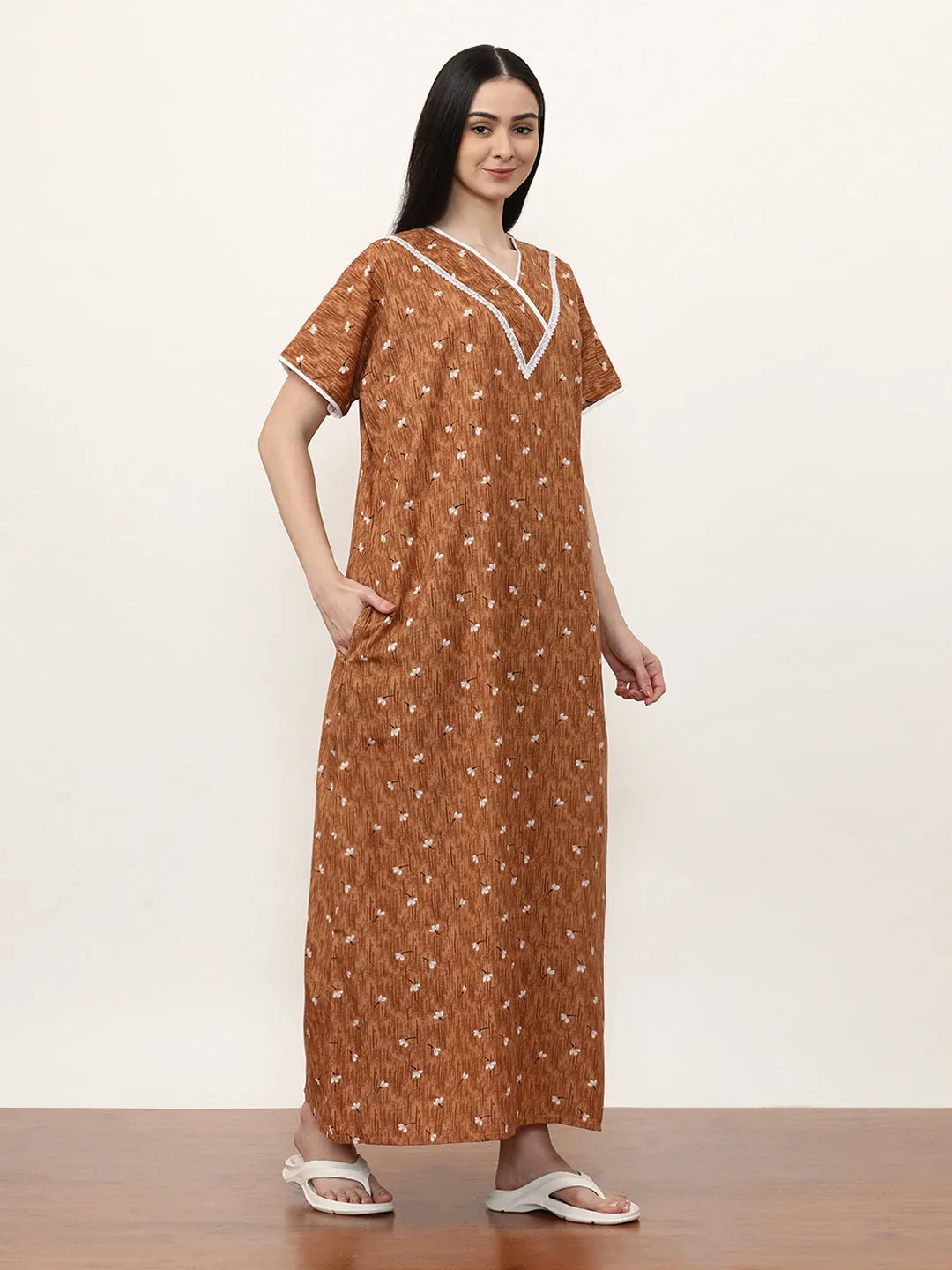 Printed Pure Cotton Maxi Nightdress