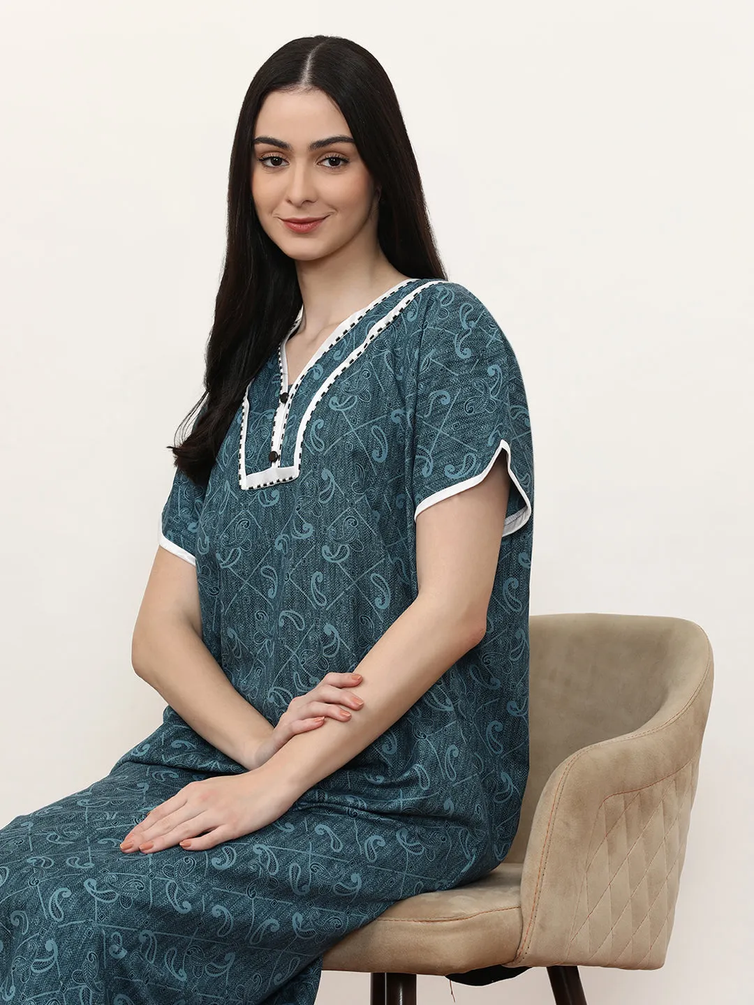 Printed Pure Cotton Maxi Nightdress