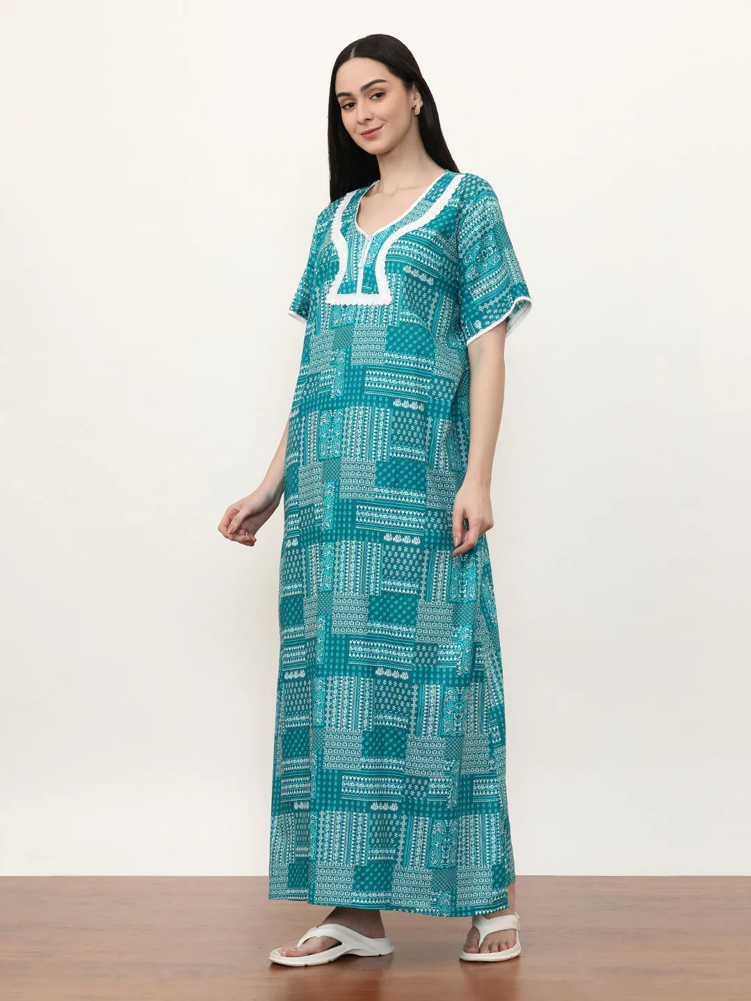 Printed Pure Cotton Maxi Nightdress