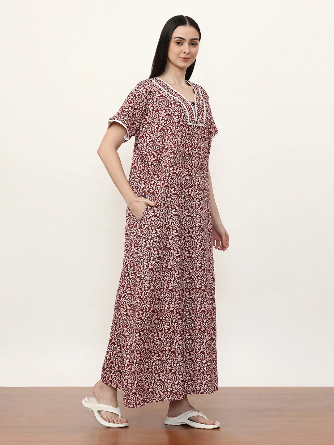 Printed Pure Cotton Maxi Nightdress