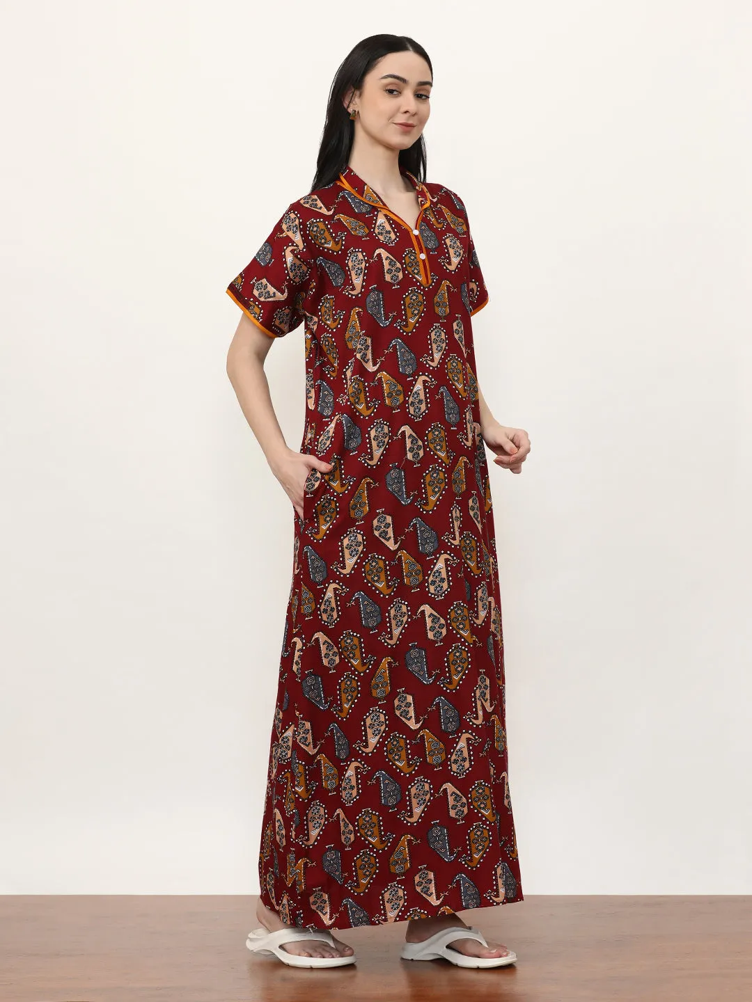 Printed Pure Cotton Maxi Nightdress