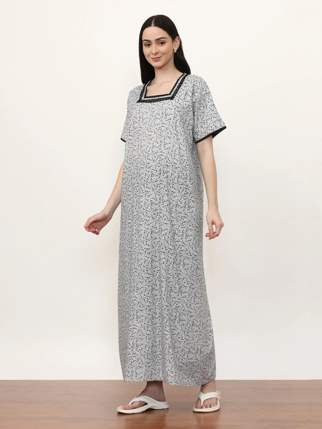 Printed Pure Cotton Maxi Nightdress