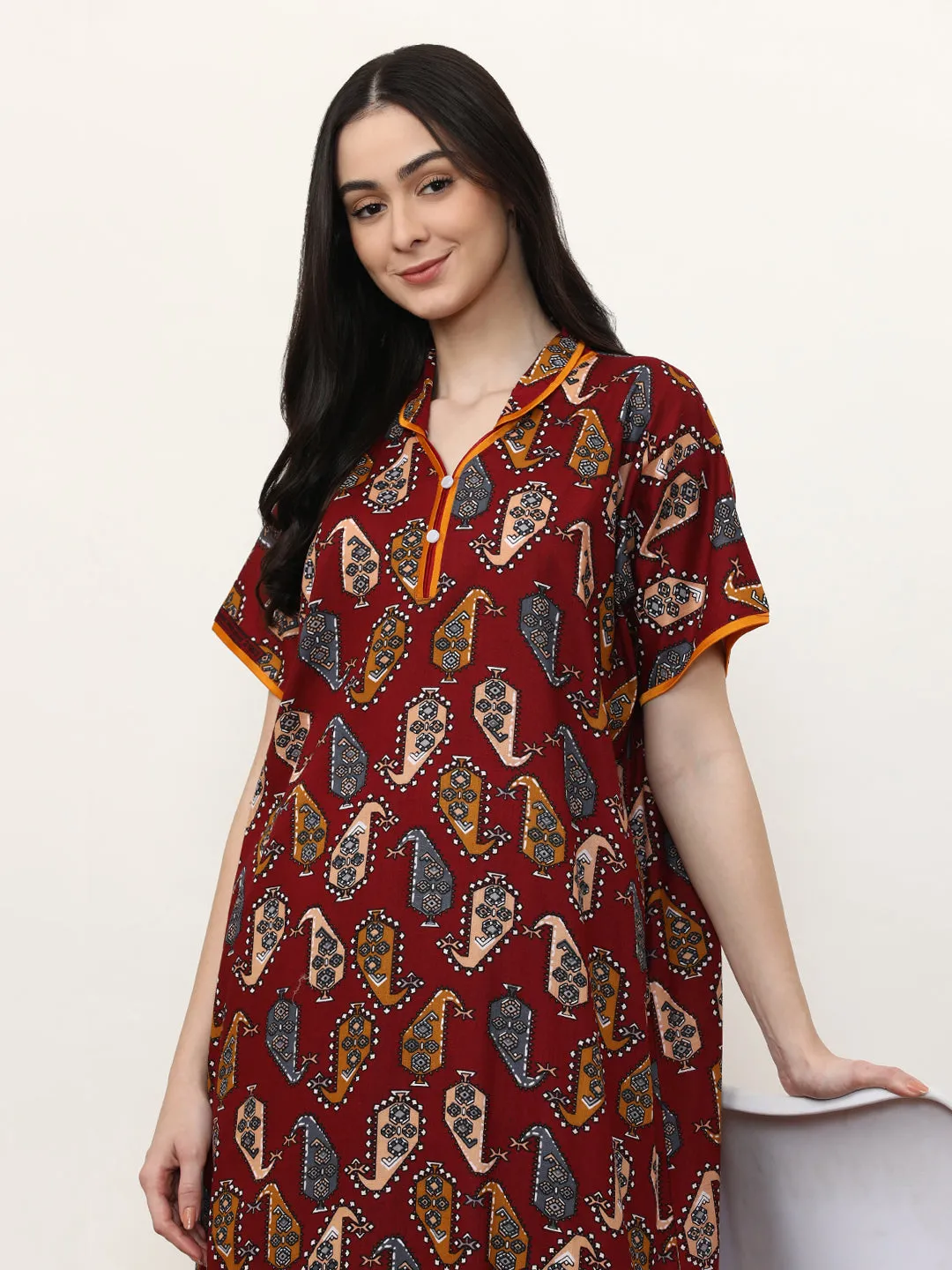 Printed Pure Cotton Maxi Nightdress