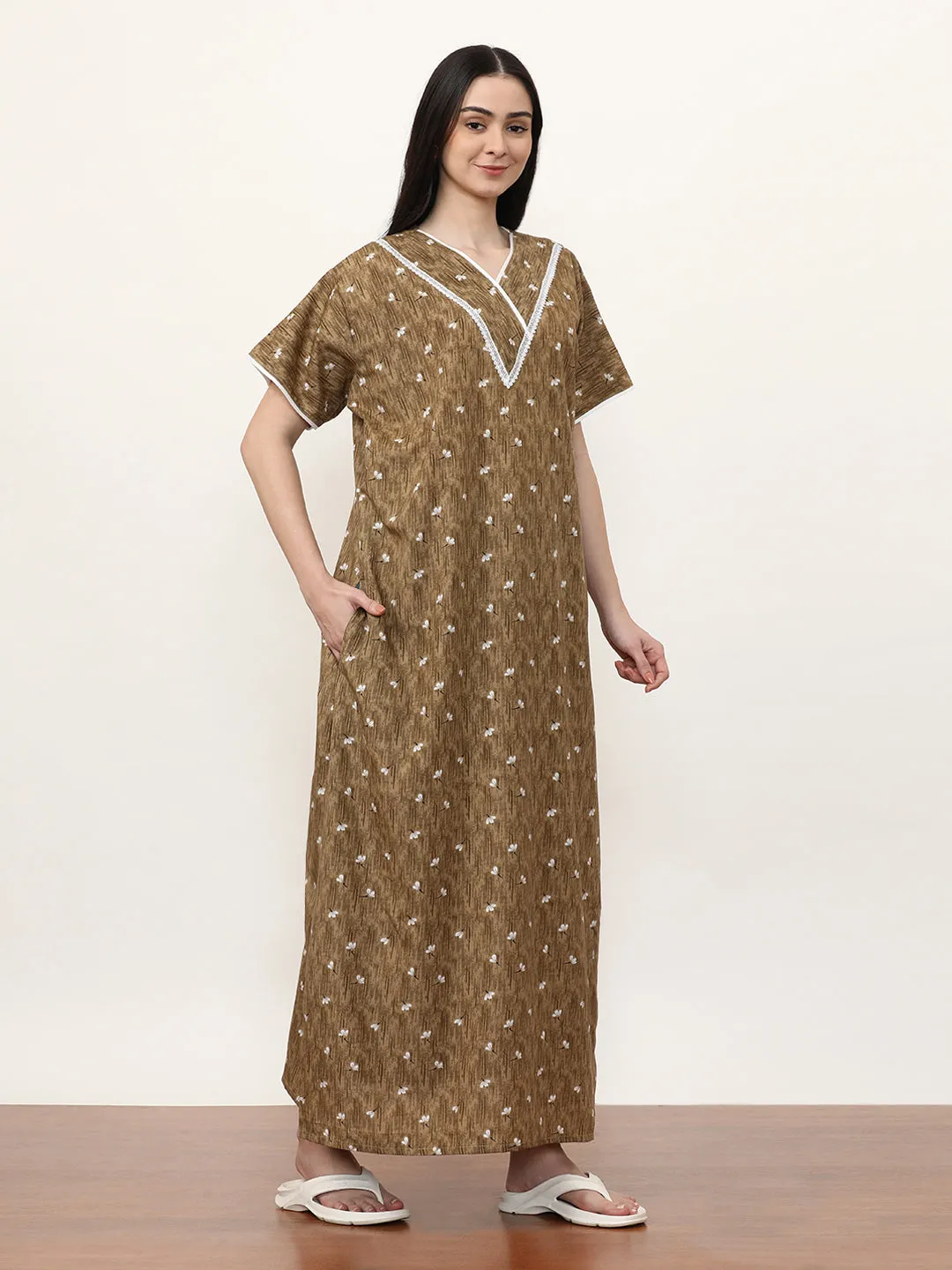 Printed Pure Cotton Maxi Nightdress