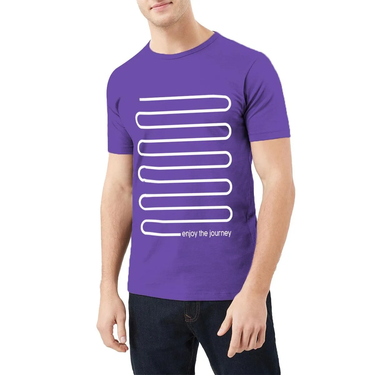 PRINTED "ENJOY THE JOURNEY" TEE SHIRT - PURPLE/WHITE