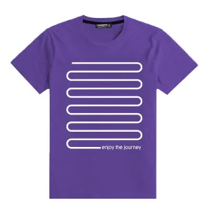 PRINTED "ENJOY THE JOURNEY" TEE SHIRT - PURPLE/WHITE