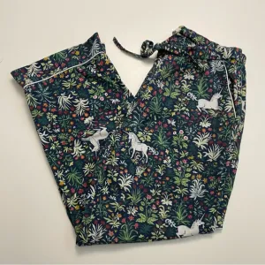 PrintFresh Pants Pajama Bottoms PJ’s Unicorn Whimsical Forest Floral Green