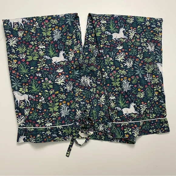 PrintFresh Pants Pajama Bottoms PJ’s Unicorn Whimsical Forest Floral Green