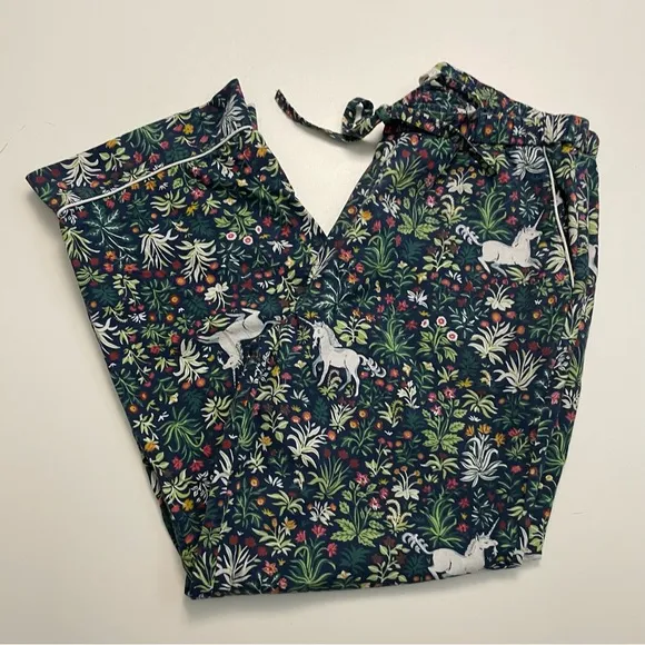 PrintFresh Pants Pajama Bottoms PJ’s Unicorn Whimsical Forest Floral Green