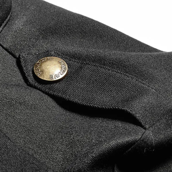 Punk Military Cropped Jacket with suspenders