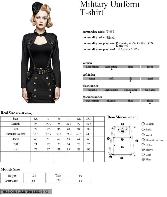 Punk Military Cropped Jacket with suspenders
