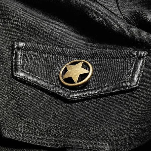 Punk Military Cropped Jacket with suspenders