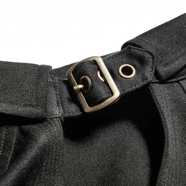 Punk Military Cropped Jacket with suspenders