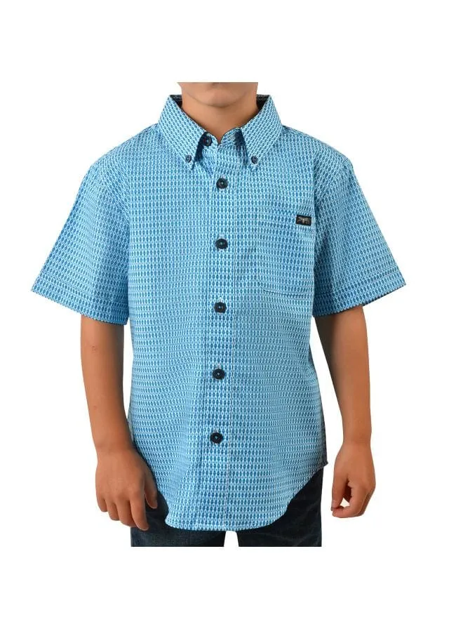 Pure Western Shirt Boys Brent Blue/Red