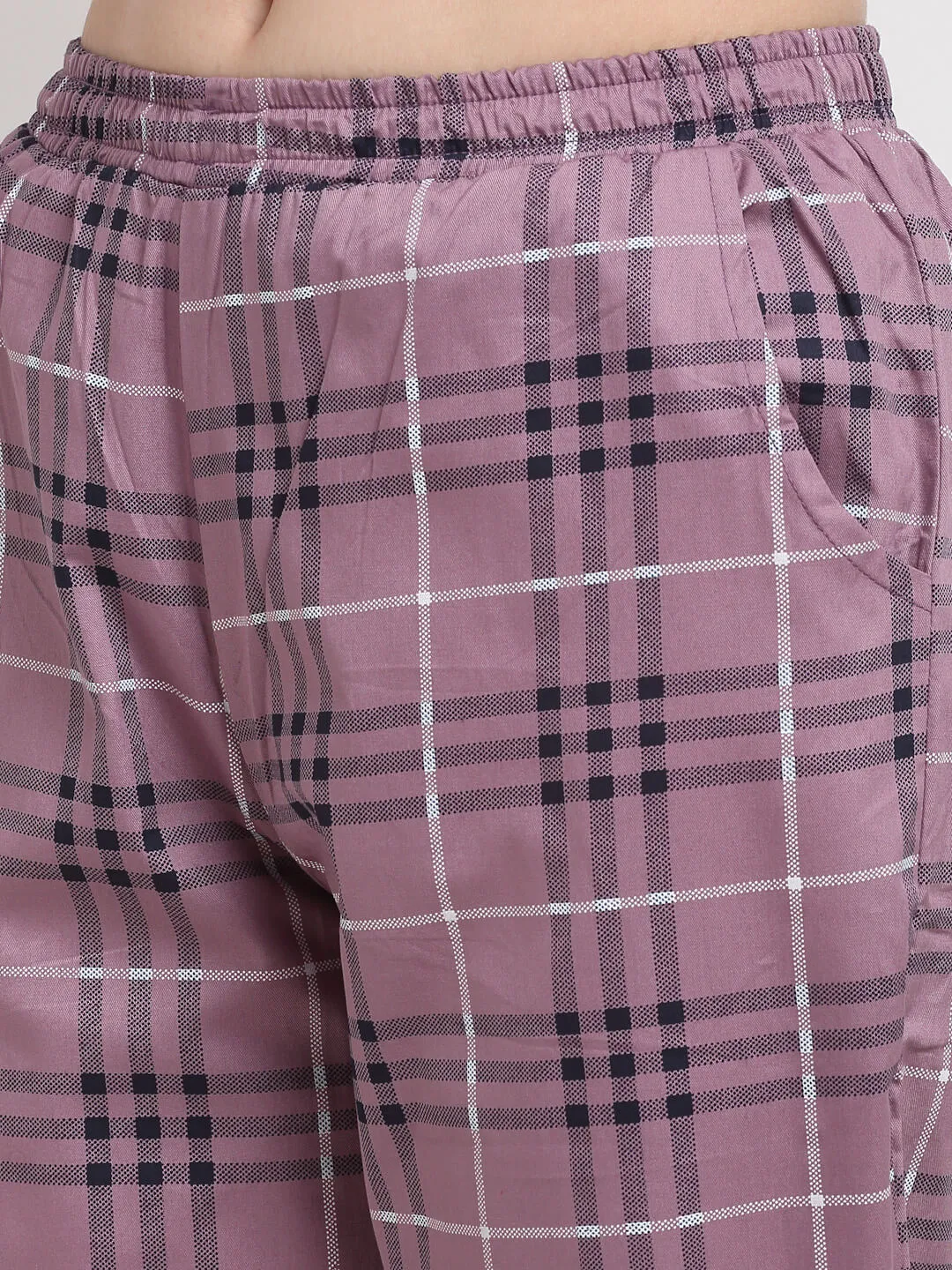 Purple Color Striped Printed Cotton Nightsuit for Women | S-XL | Claura