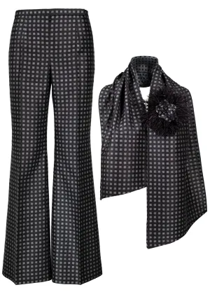 Quadrato Jacquard Wide Leg Pants and Scarf