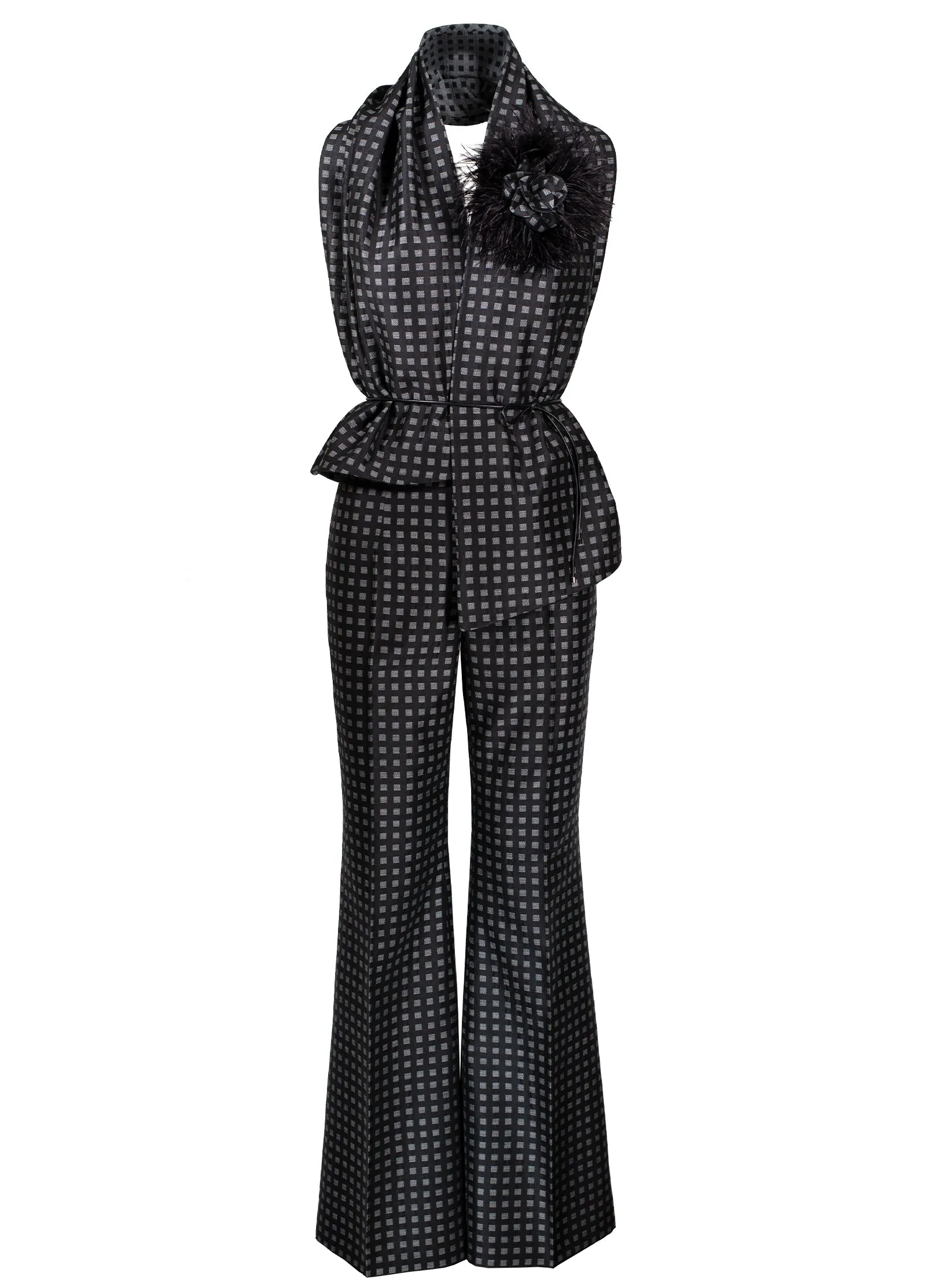 Quadrato Jacquard Wide Leg Pants and Scarf