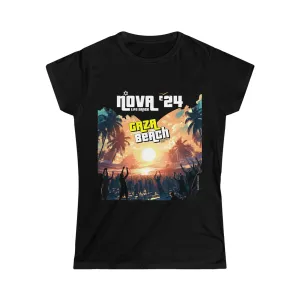 "Gaza Beach Party" Black Custom T-Shirt for Women