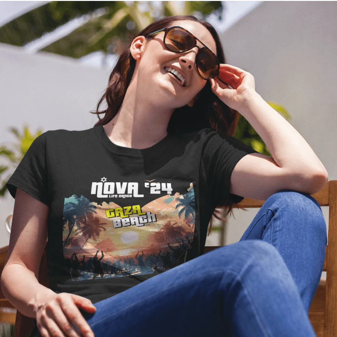 "Gaza Beach Party" Black Custom T-Shirt for Women