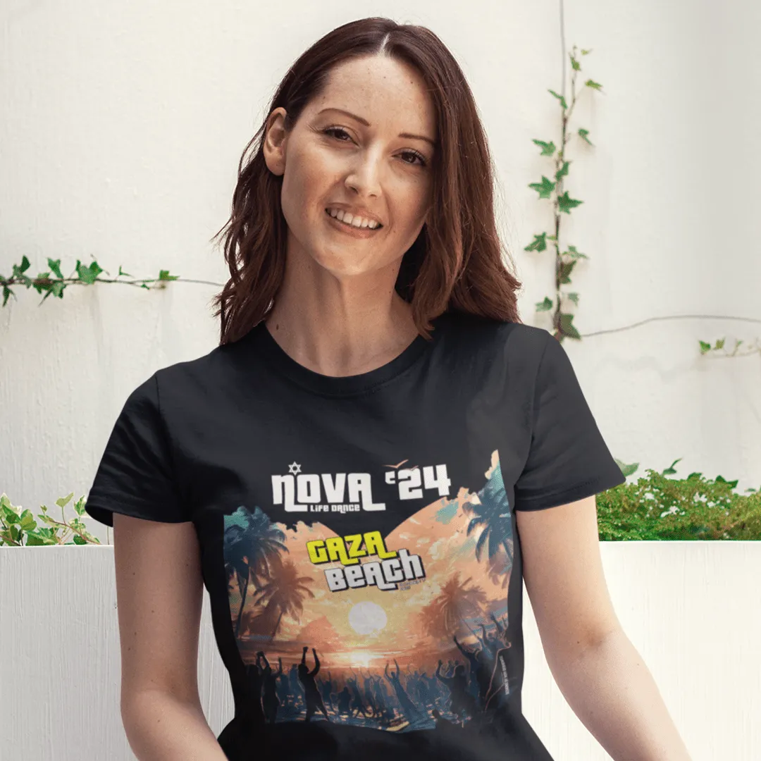 "Gaza Beach Party" Black Custom T-Shirt for Women