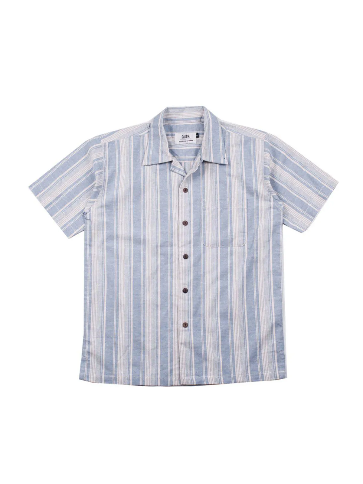 Qutn Button Down Weekend Shirt Sky Blue Stripes