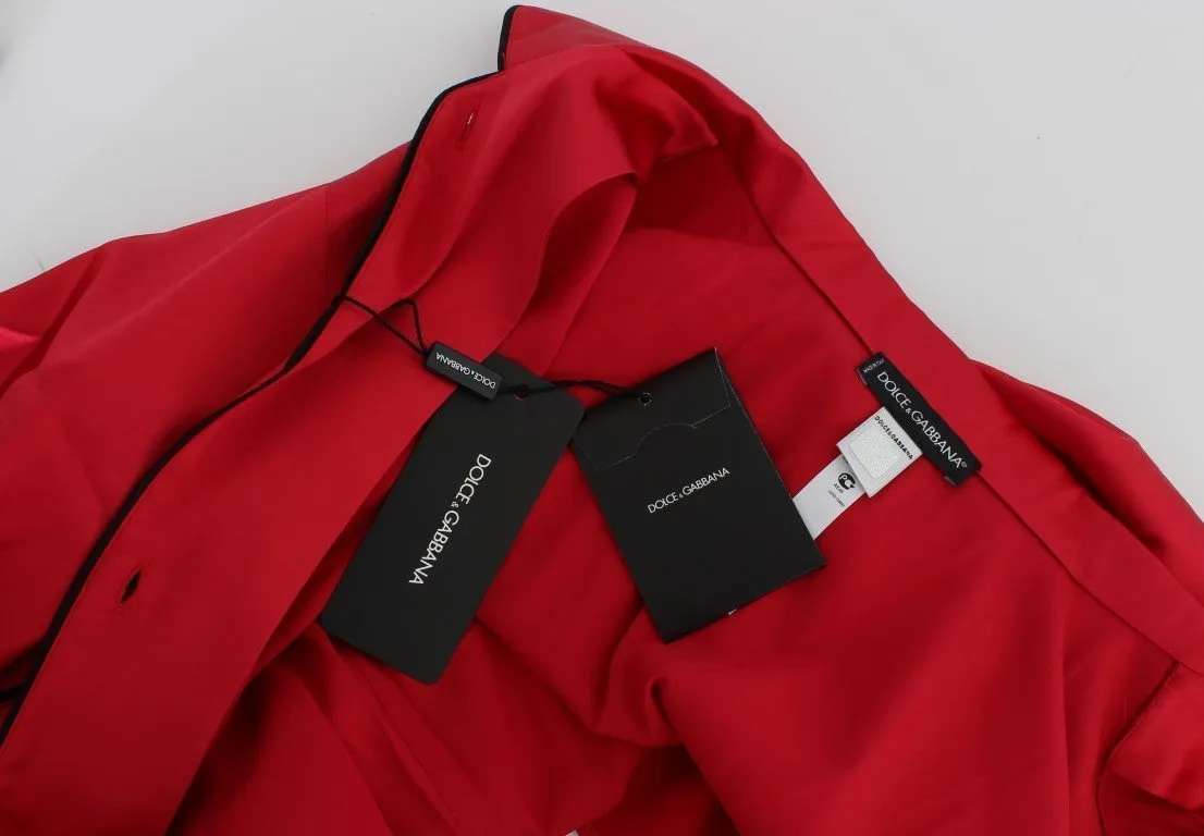 Red Silk Stretch Oversize Sleepwear Shirt