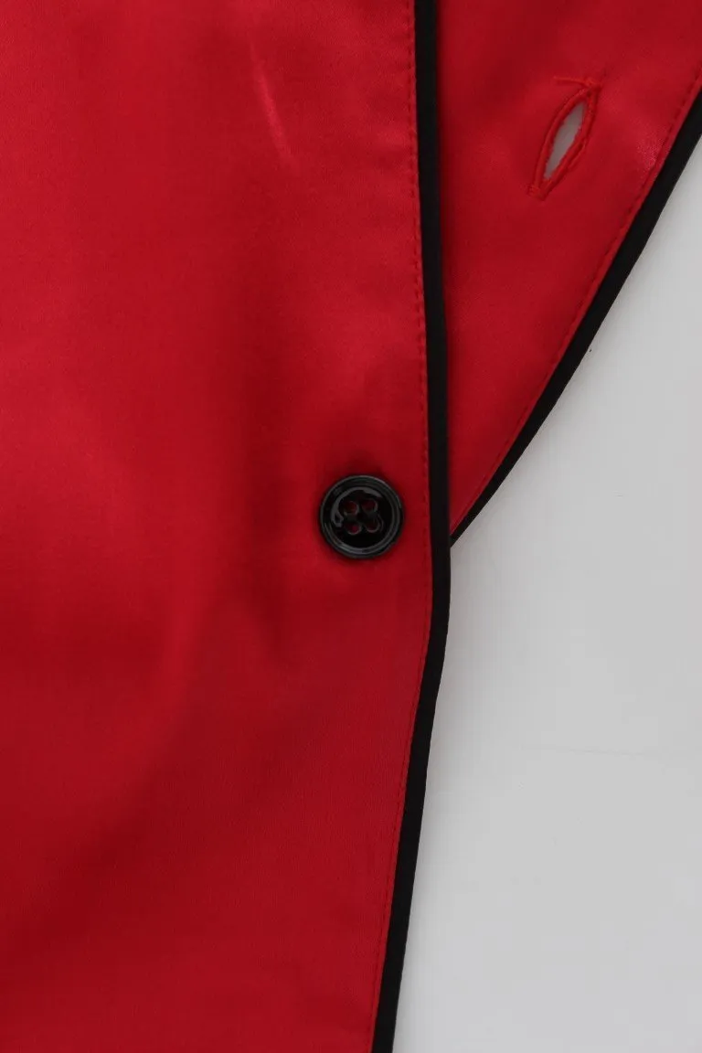 Red Silk Stretch Oversize Sleepwear Shirt