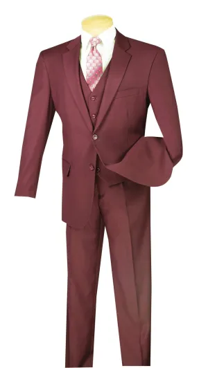 Regular Fit 3 Piece Suit 2 Button (Maroon) V2TR