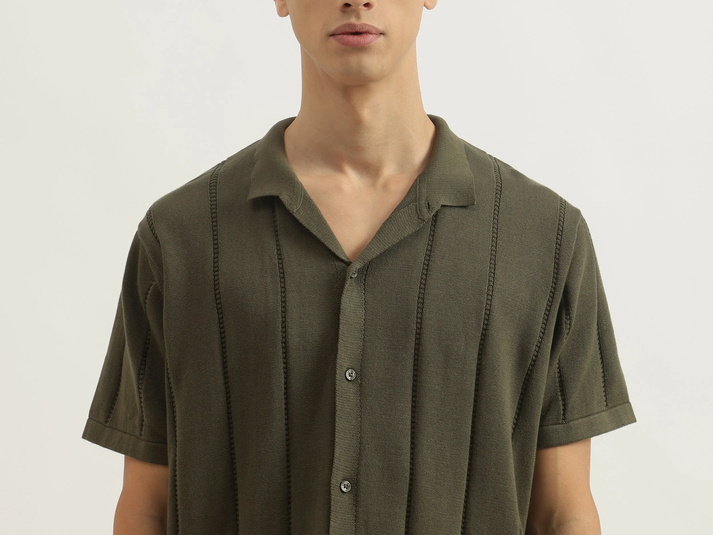 Regular Fit Polo Neck Striped Shirts