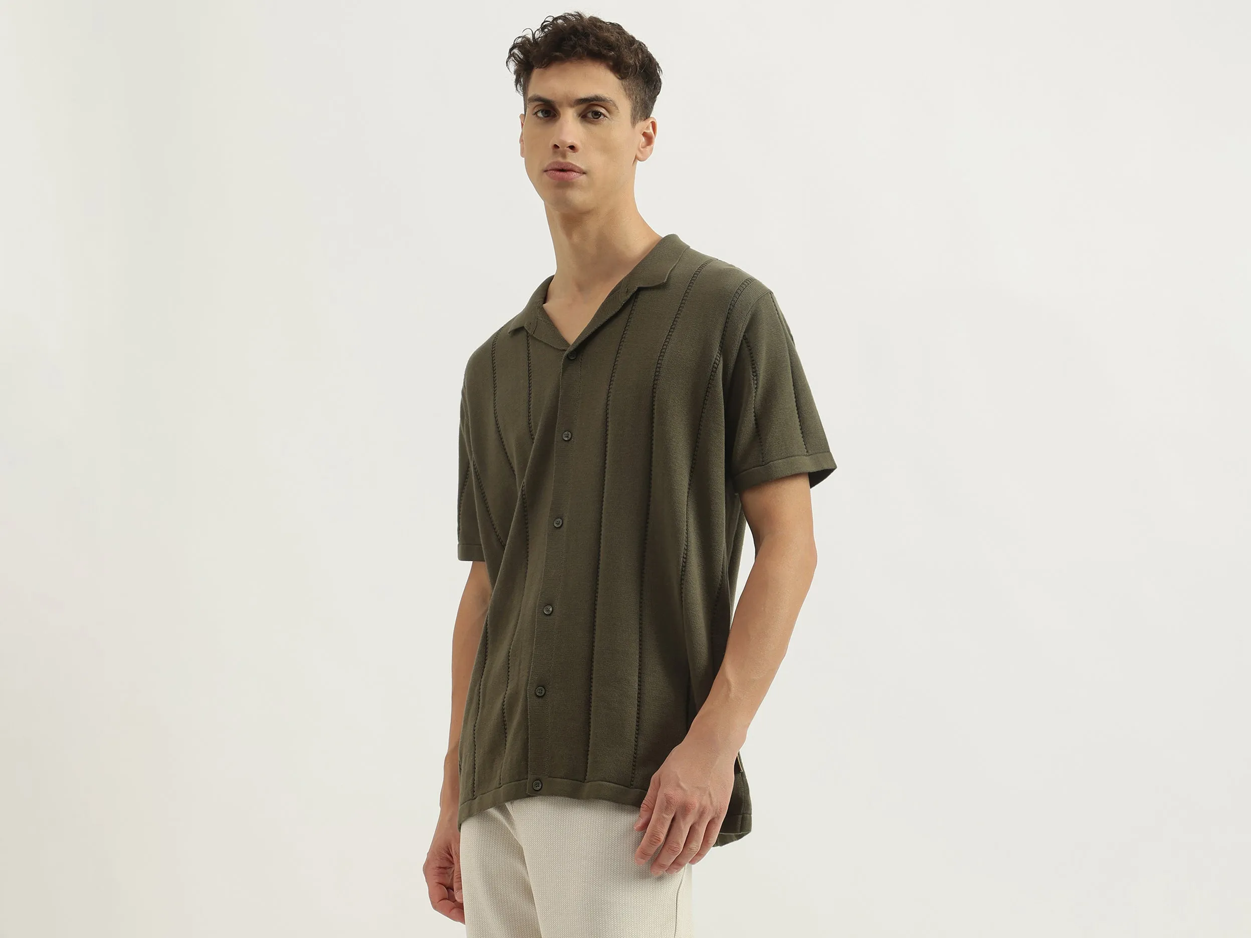 Regular Fit Polo Neck Striped Shirts